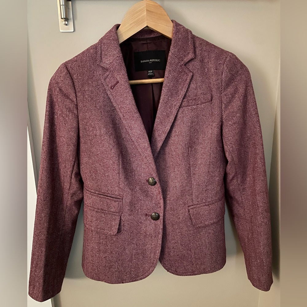 Banana Republic Women's Tweed Blazer Jacket - Plum